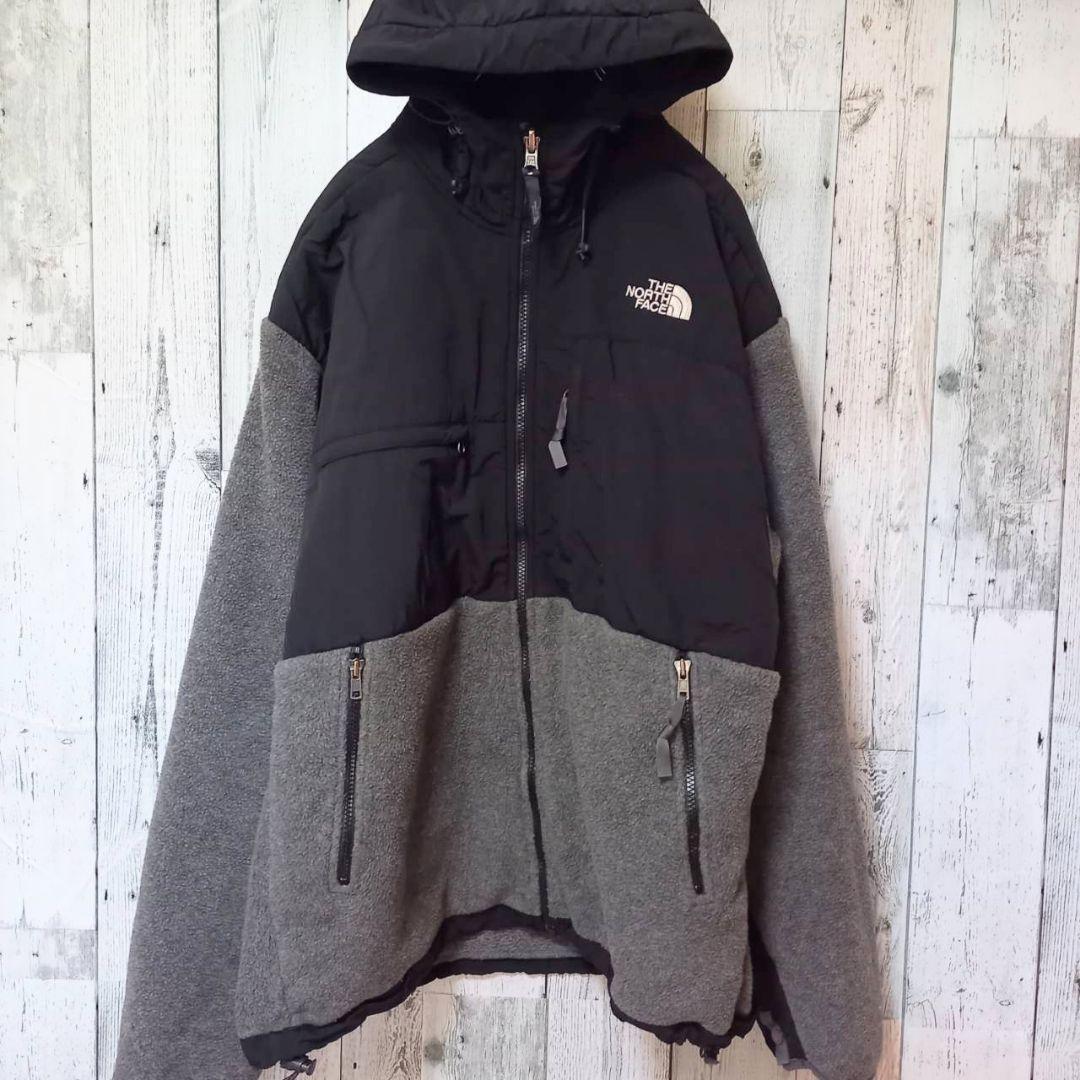 美品US規格ノースフェイスデナリジャケット刺繍ロゴブラック黒グレー