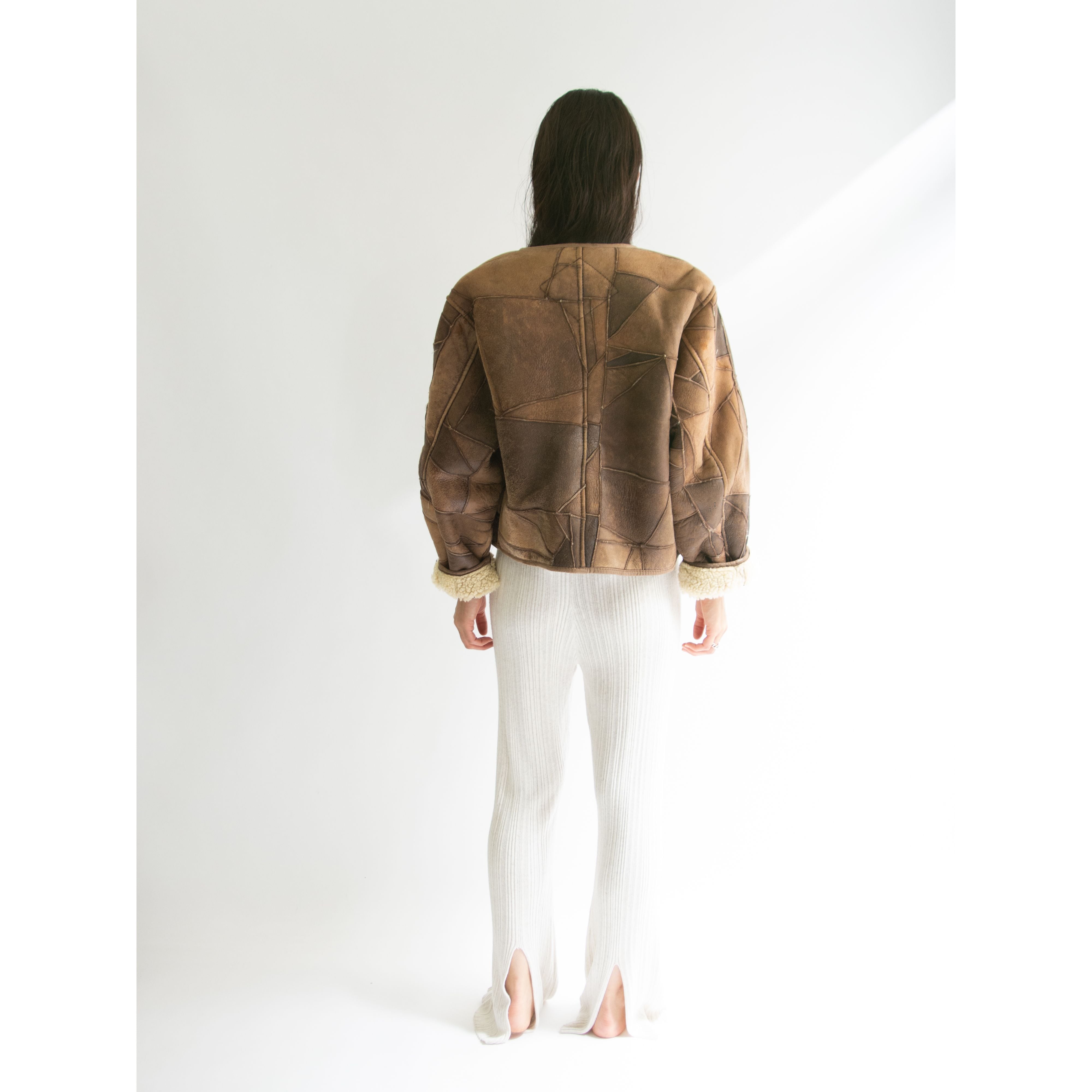 【ISSEY MIYAKE HAI SPORTING GEAR】Made in Korea 70-80's Patchwork Shearling Jacket（イッセイミヤケ ハイスポーティングギア 韓国製パッチワークムートンジャケット）