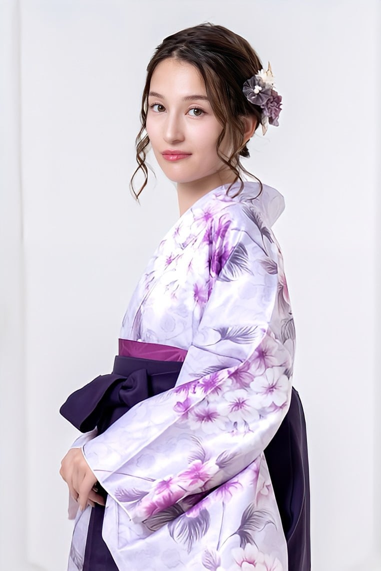 Kimono Sienne 卒業式袴3点セット 二尺袖着物 袴 紫 ラベンダー