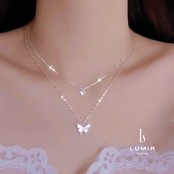スパークルバタフライレイヤードネックレス