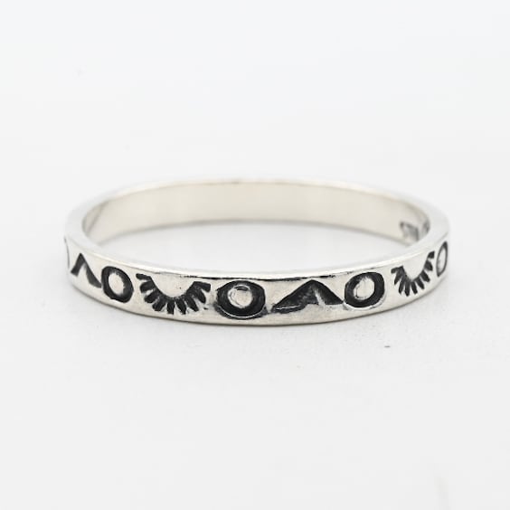 Fancy Stamping Design Thin Band Ring By Carolyn Pollack #14.5 / USA
