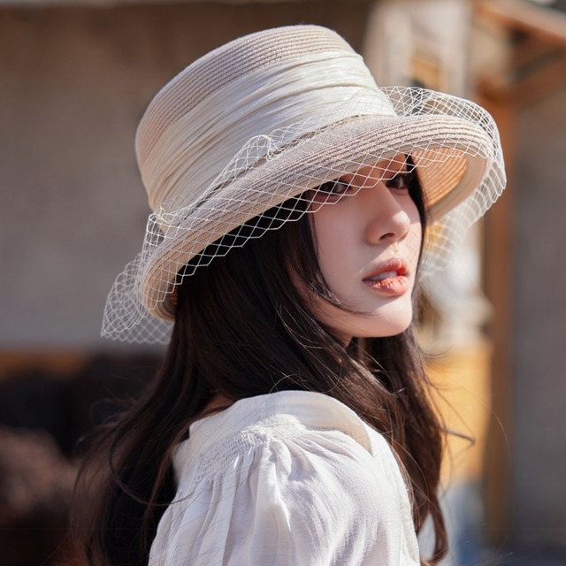 全4色/Curl brim straw hat　B537