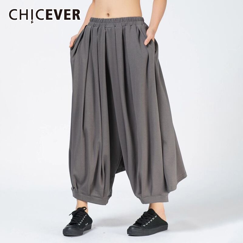 CHICEVERプリーツふくらはぎ丈パンツレディースウエストルーズシャーリングポケットワイドレッグパンツ2021秋 オータム 秋物 ワイドパンツ 6base566681815629
