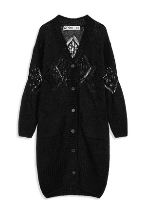 [OPEN YY] ALPACA ARGYLE POINTELLE LONG CARDIGAN, BLACK 正規品 韓国ブランド 韓国通販 韓国代行 韓国ファッション オープン ワイワイ 日本 店舗