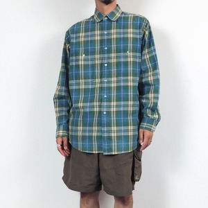 L.L.Bean indigo plaid B.D shirt M エルエルビーン インディゴ チェックシャツ