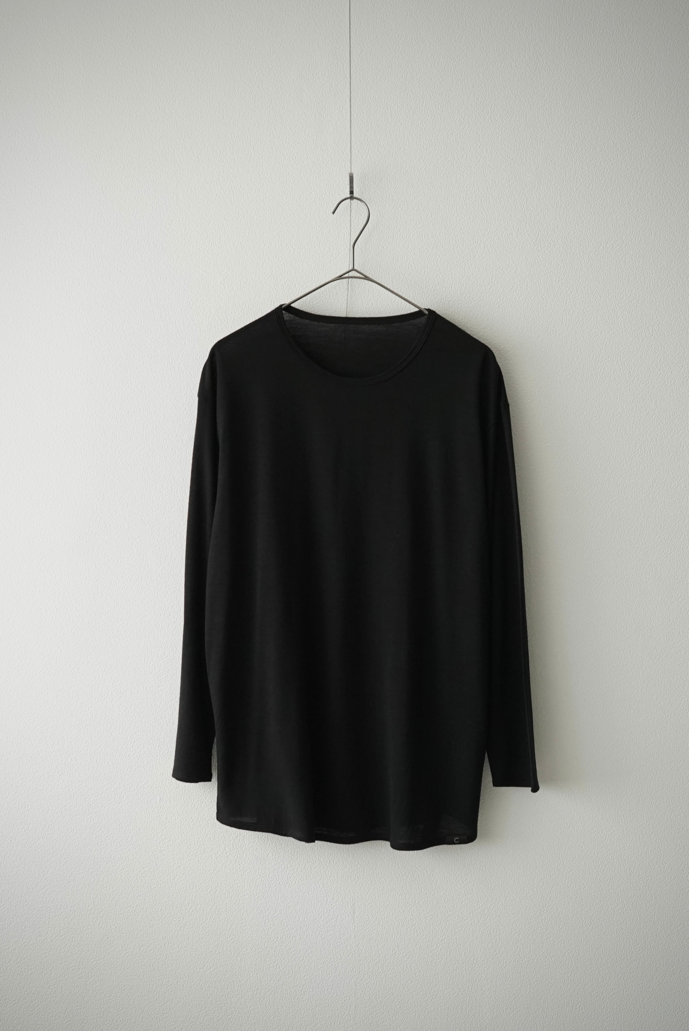 Super120s Washable Wool Jersey / L/S Tee (BLACK)