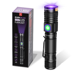 【特価処分】DARKBEAM UV 395nm 懐中電灯 ブラックライト 充電式 USB ウッドランプ ハンドヘルド 紫外線 ブラックライト LED ポータブル クリップ付き ペットの樹脂硬化、蛍光検出、ペット犬尿用検出器