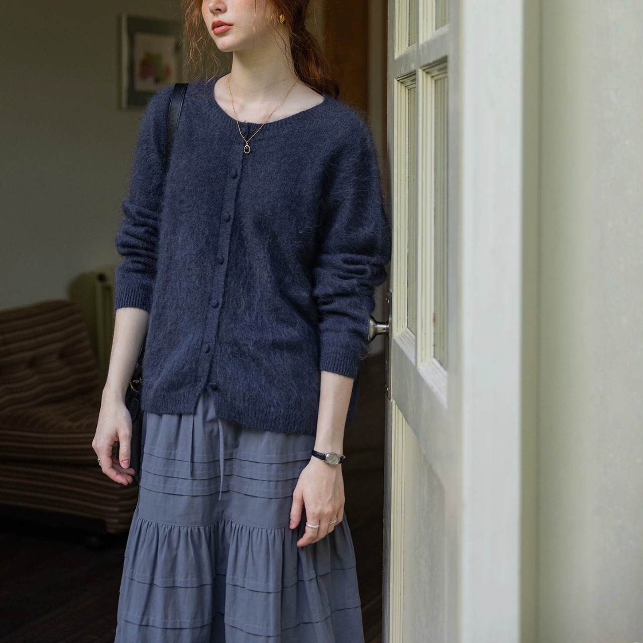 Duveteux Crew Neck Knit Cardigan F0819
