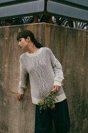 Sheer Aran Relax Sized Pullover Knit