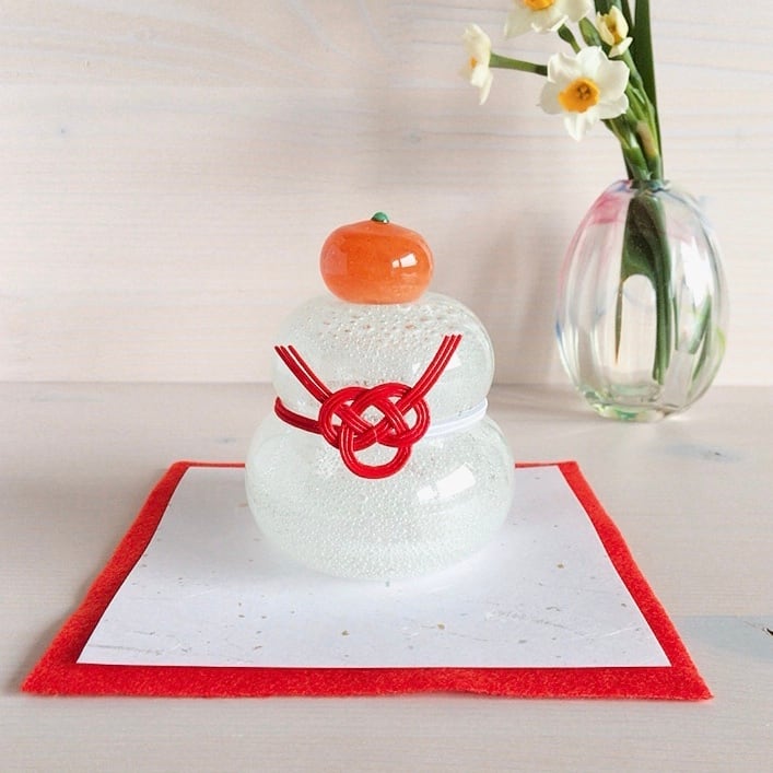 硝子家すずめ ガラスの鏡餅(泡)B