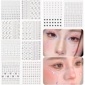 【努力特価】Neiang 顔 シール 10枚 ラインストーン シール フェイスシール キラキラ 顔に貼るシール ダンス ラインストーン 3Dシール デコシール 貼るピアス メイクシール デコパーツ 星 ハート 蝶