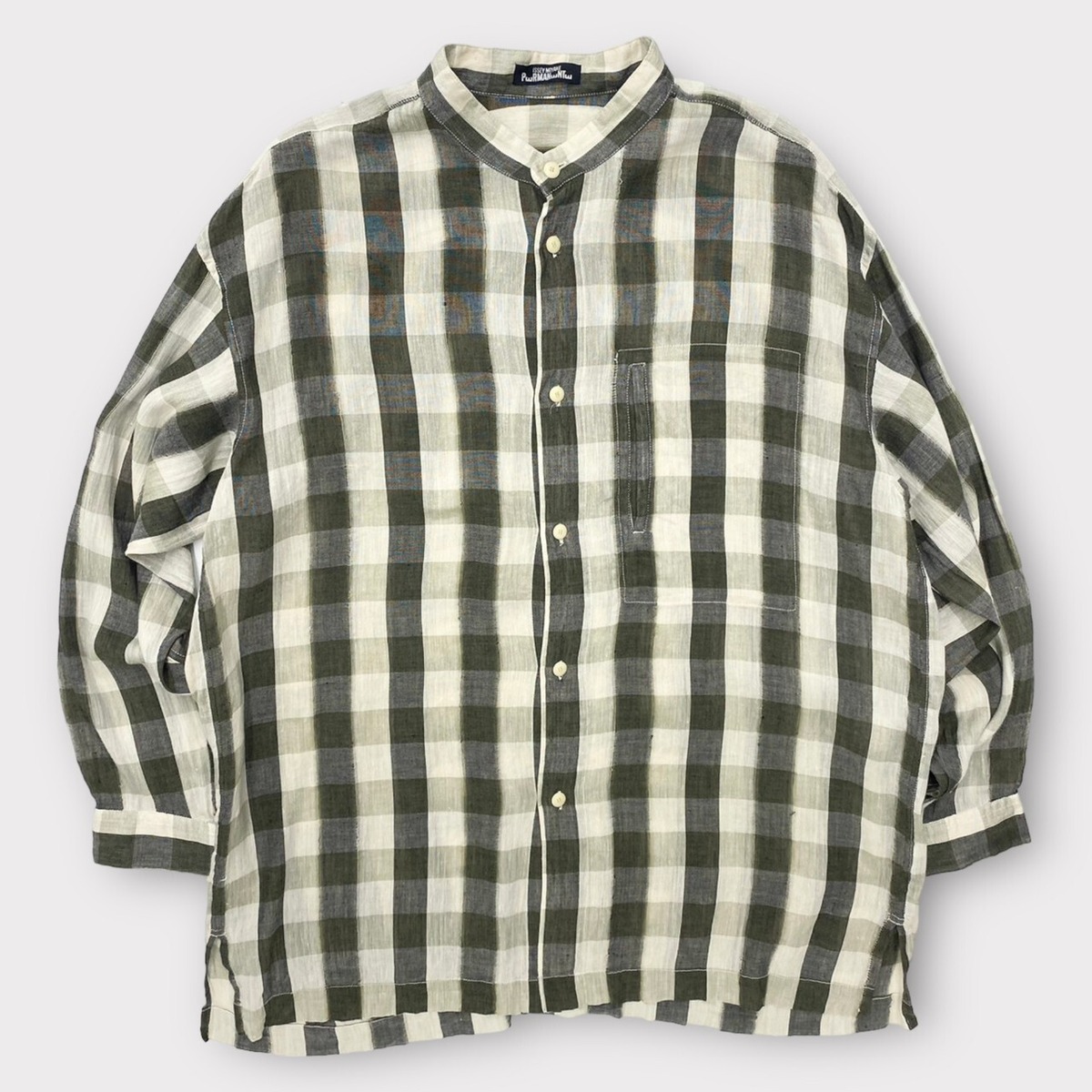 ISSEY MIYAKE PERMANENTE Checker Stand Collar Shirt | HIMSELF