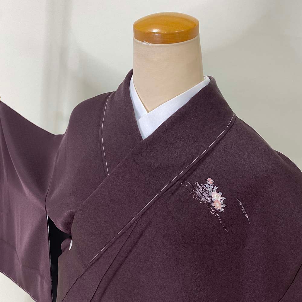 訪問着 中古 小豆色 焦げ茶 古典 裄丈66.5cm 身丈164.5cm 結婚式 着物 訪問着 中古 小豆色 焦げ茶 古典 裄丈66.5cm 身丈164.5cm 結婚式 着物