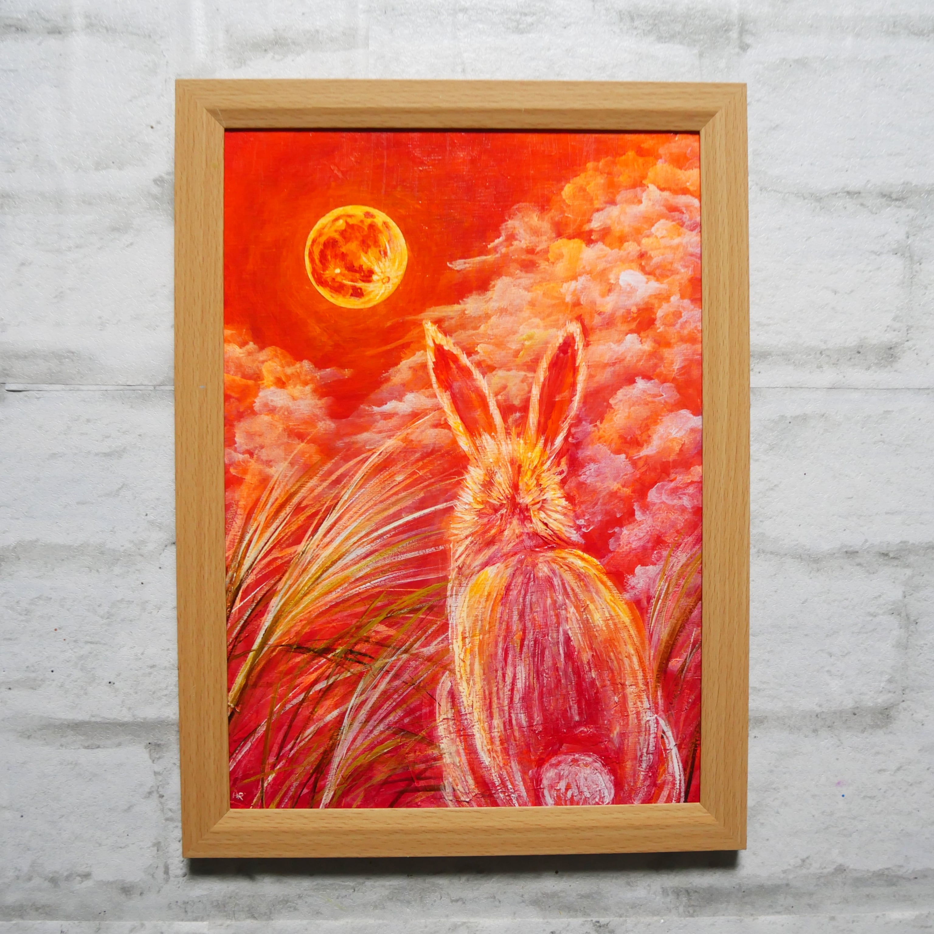 油絵 油彩 油彩画 絵画 絵【オレンジの月うさぎ】 油絵 油彩 油彩画 絵画 絵【オレンジの月うさぎ】 | HIROSHI1990