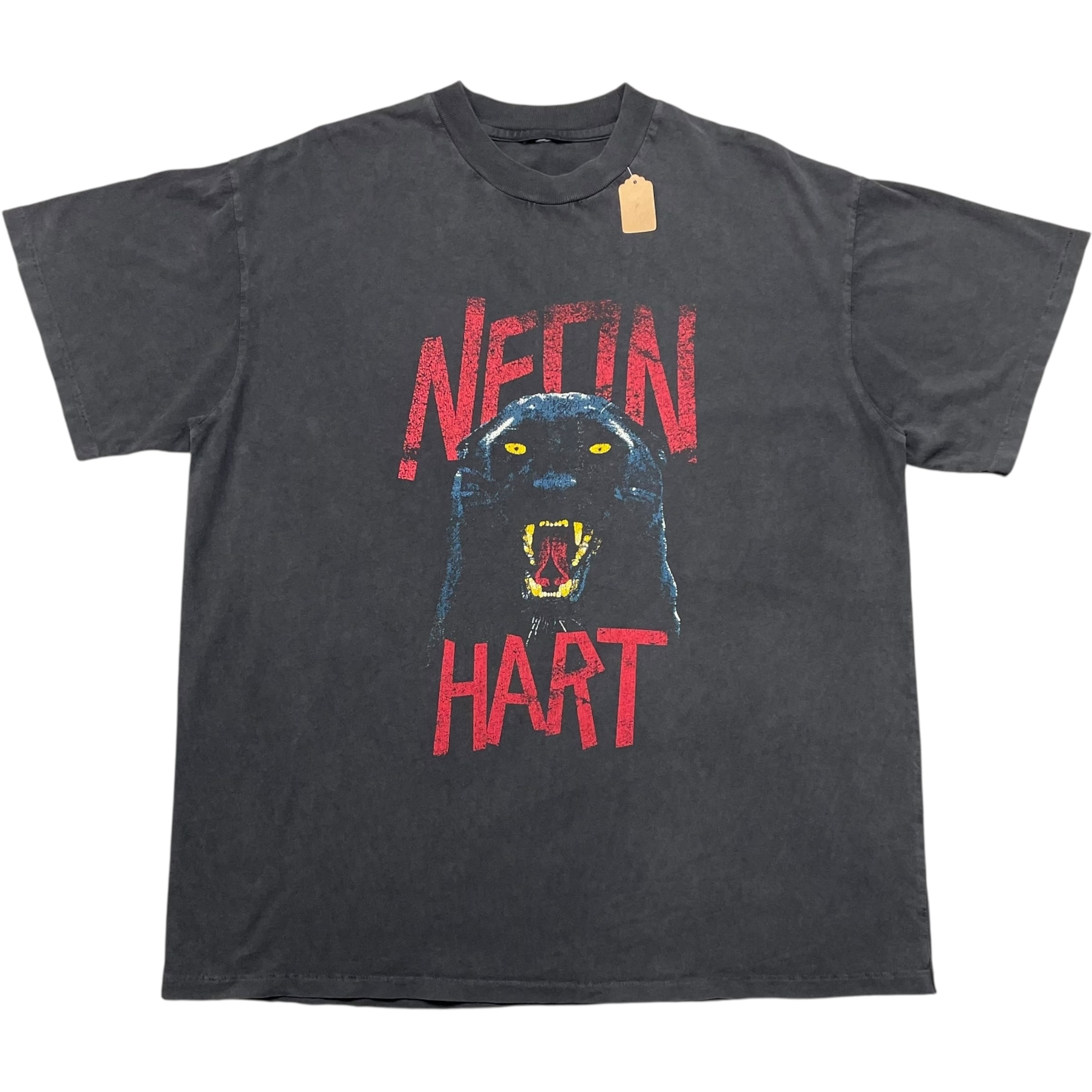 《XXL》 unknown Tシャツ アニマルプリント ブラックパンサー シングルステッチ フェードブラック 90年代 vintage no.8649