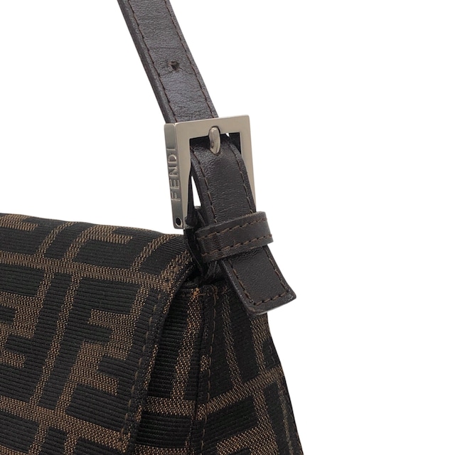 FENDI フェンディ ズッカ ショルダーバッグ ブラウン シルバー ジャガード レザー マンマバケット vintage ヴィンテージ オールド rj4ghi