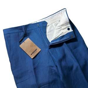 BURBERRY LONDON ENGLAND mohair × linen blue slacks