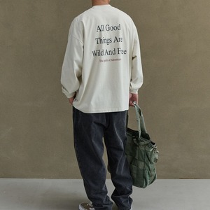 アルファベッドプリントウォッシュド加工ロングTシャツ　1168