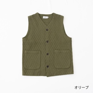 リネン RINEN 30/1オーガニック天竺ダイヤキルティング ベスト(R17611)全4色