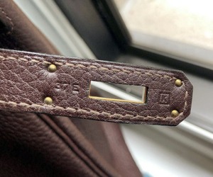 【エルメス】HERMES オータクロア28CM Fjordレザー EBENE BROWN（カーキ）GOLD金具