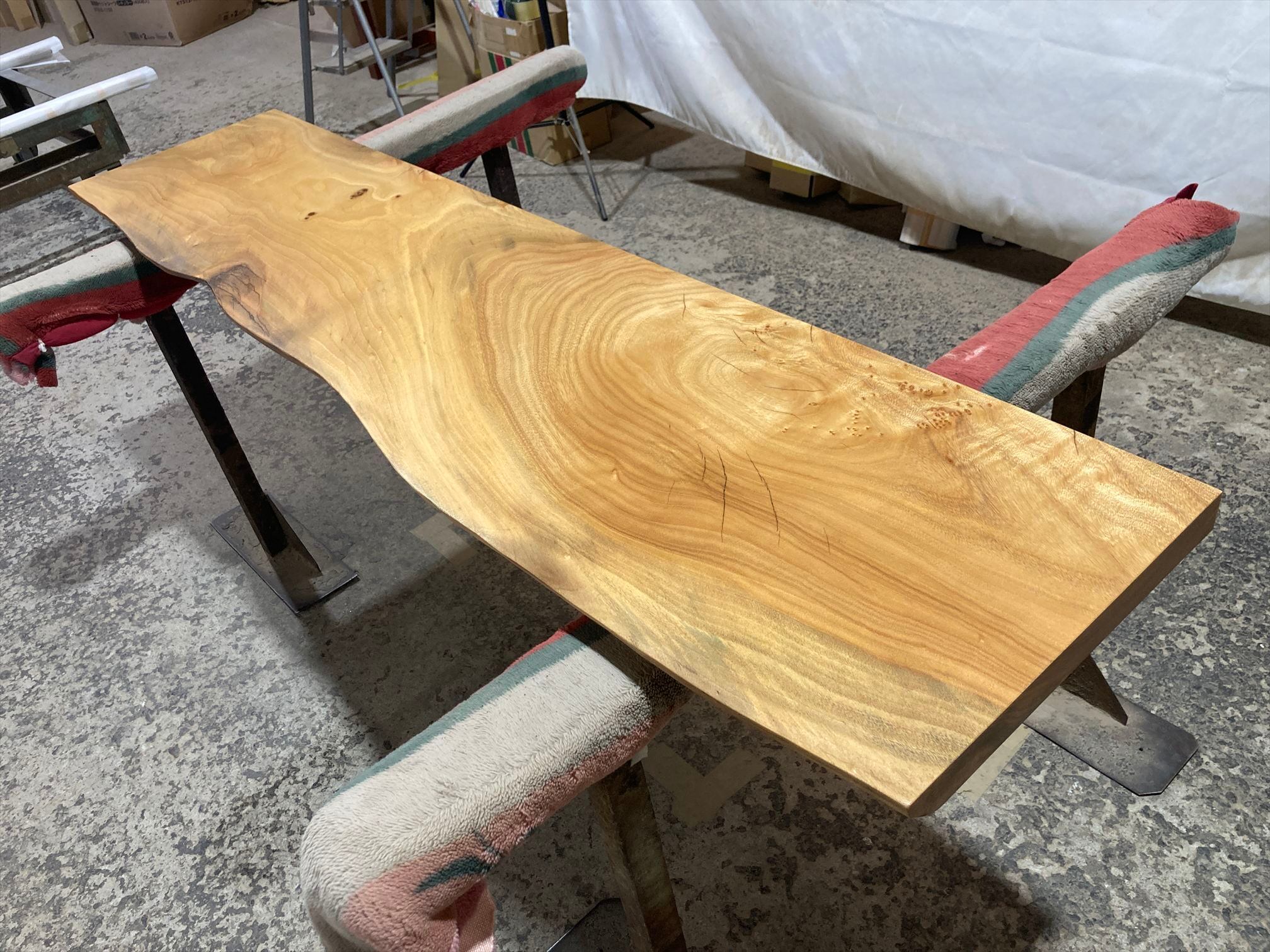 クス9033 楠 一枚板無垢材 1720x360‐390‐340x38mm ダイニングテーブル