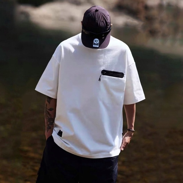 Zip pocket oversized tee 0552
