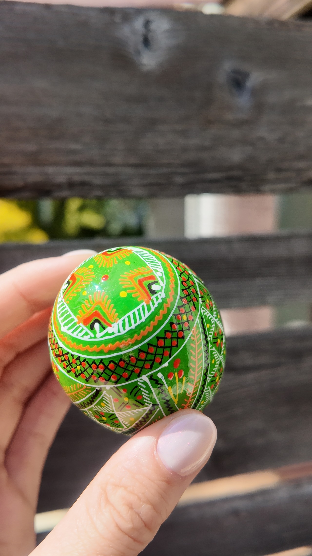 装飾用木製プィサンカ（イースターエッグ）with stand　コロミヤモデル - 6