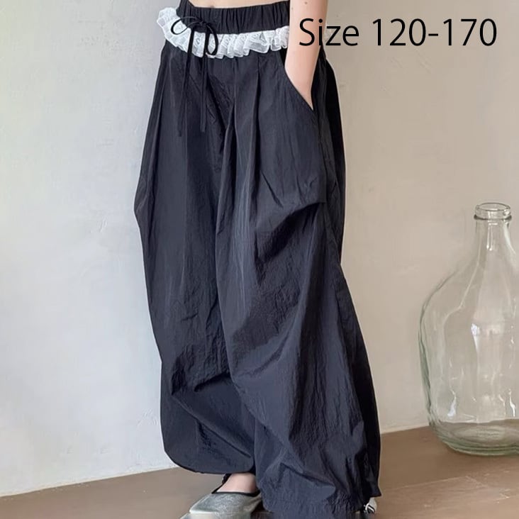 レース付きパラシュートパンツ