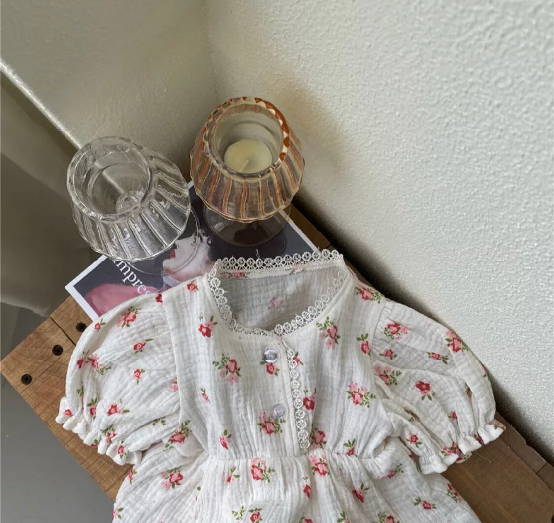 花柄コットンロンパース》》》》ベビー 海外子供服 プチプラ ナチュラル 女の子