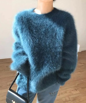 ミンクベルベットラウンドネックセーター◆3Collar【t-10829】