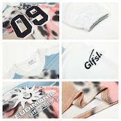 ストリート GLFSモザイク犬Vネック ロングTシャツ T1805