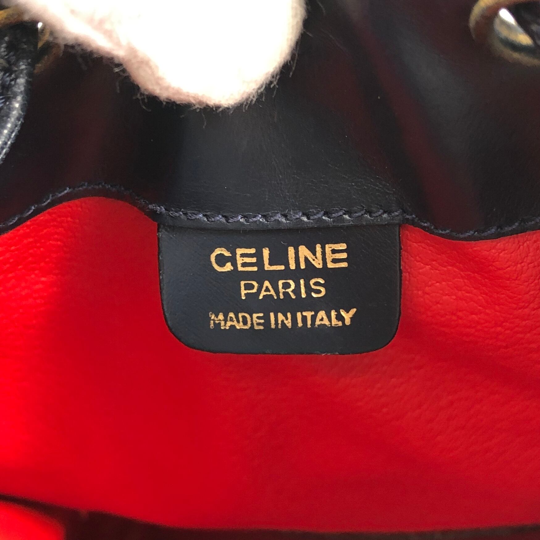 CELINE セリーヌ ショルダーバッグ ダークネイビー ガンチーニ レザー