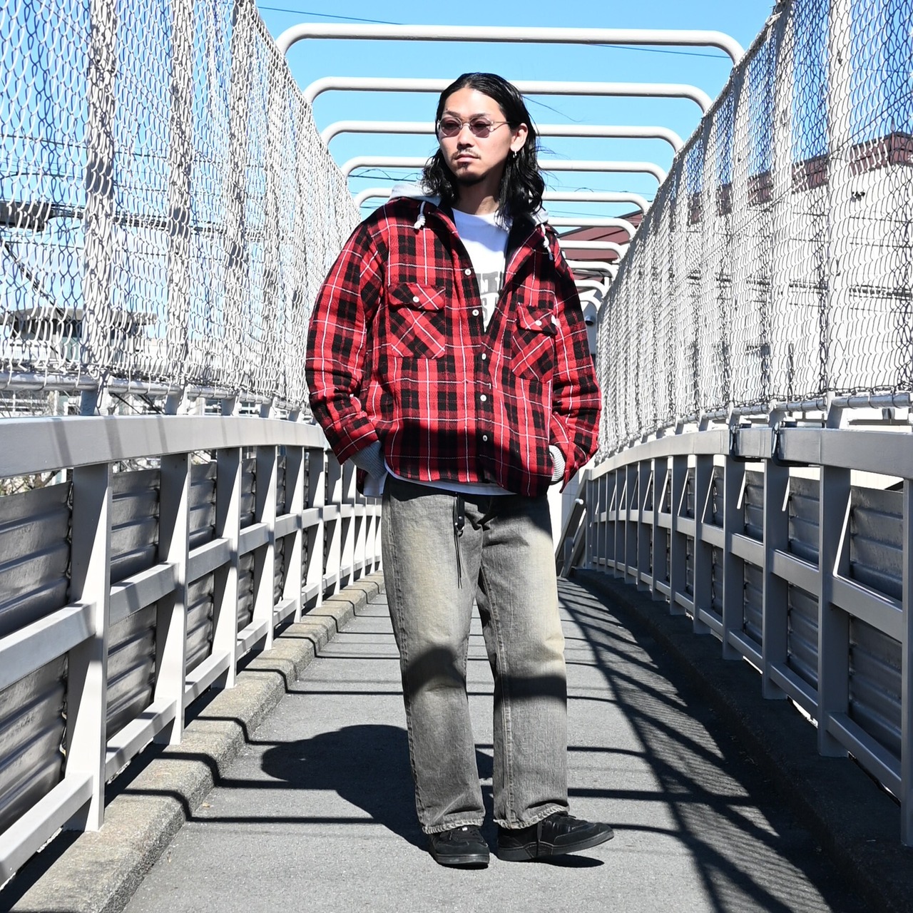 VINTAGE SingleLeatherJacket Leh / Hoodie Layered Shirts