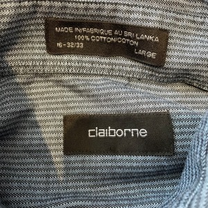 【CLAIBORNE】ストライプ 長袖シャツ Lサイズ ビッグサイズ クレイボーン US古着 アメリカ古着