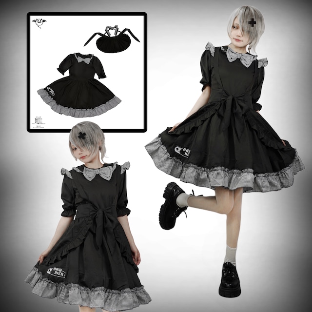 スタイル自在CLASSICAL CHECK FRILL DRESS【エプロン付き】