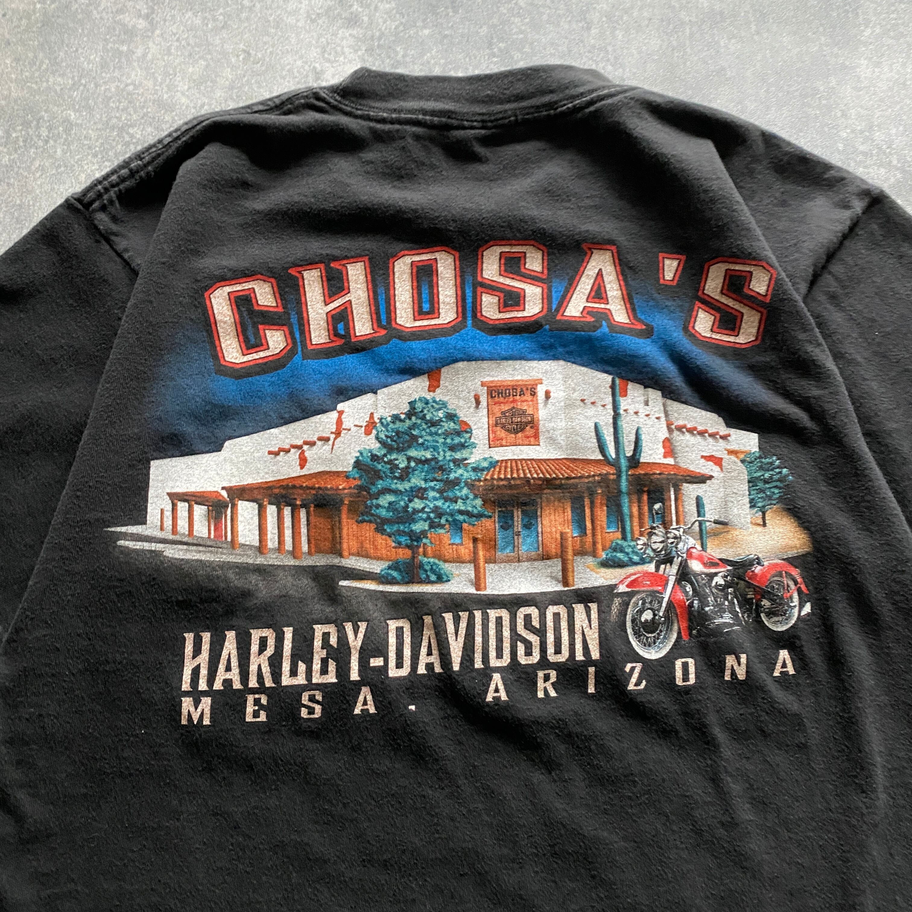 VINTAGE ヴィンテージ Harley Davidson motorcycles CHICAGO シカゴ クラシックロゴ プリント半袖Tシャツ ブラック