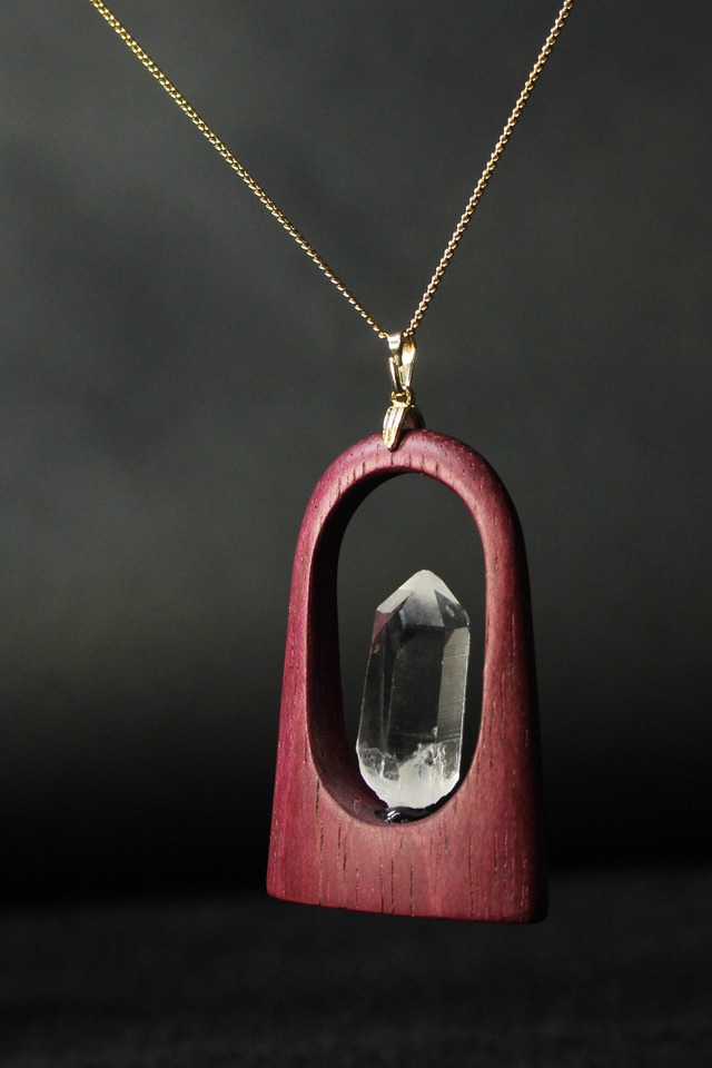 【124】宮崎クリスタル  パープルハートペンダント