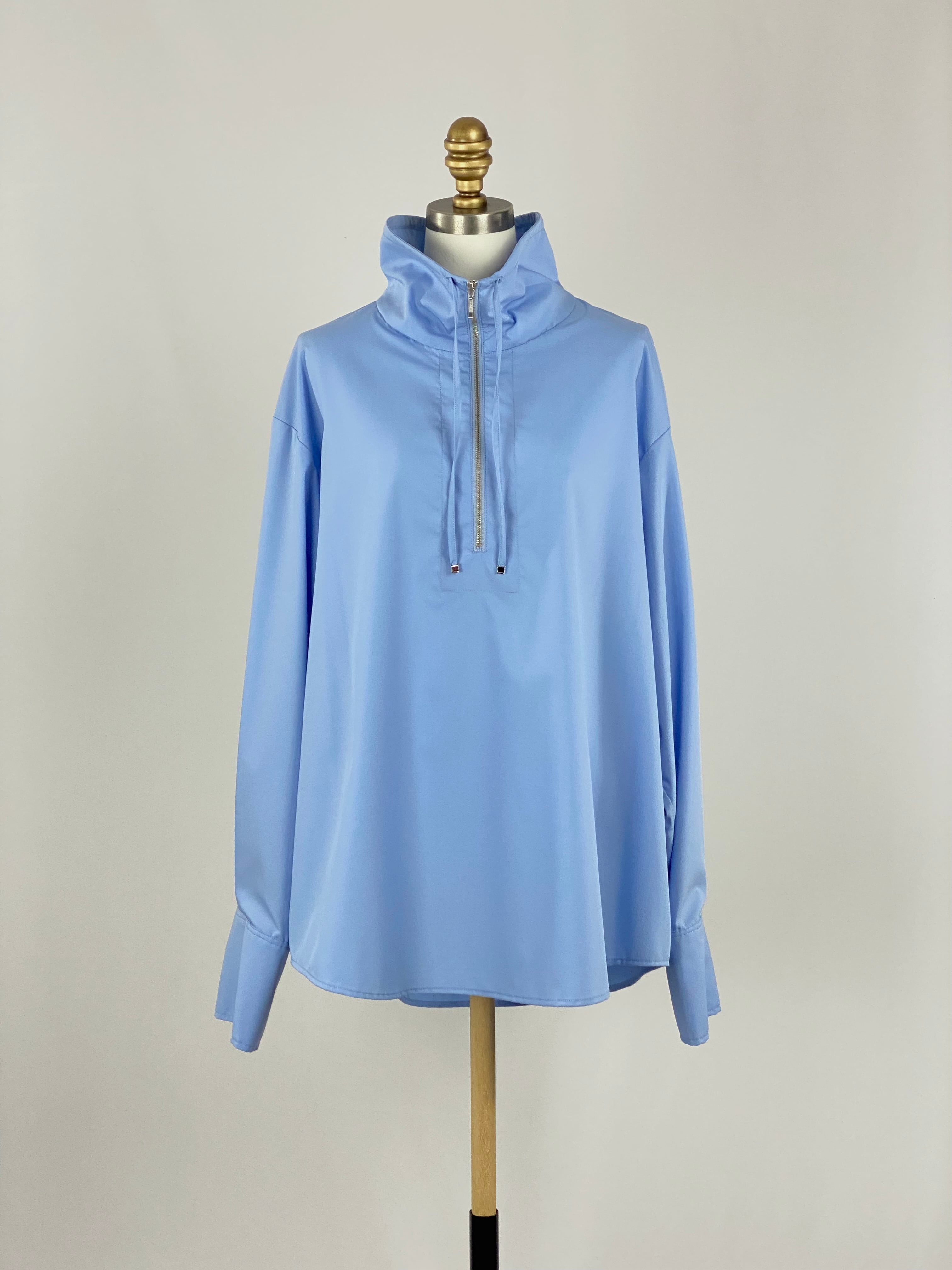 スタンドカラーアノラックシャツ|サックスブルー|CHIGNON