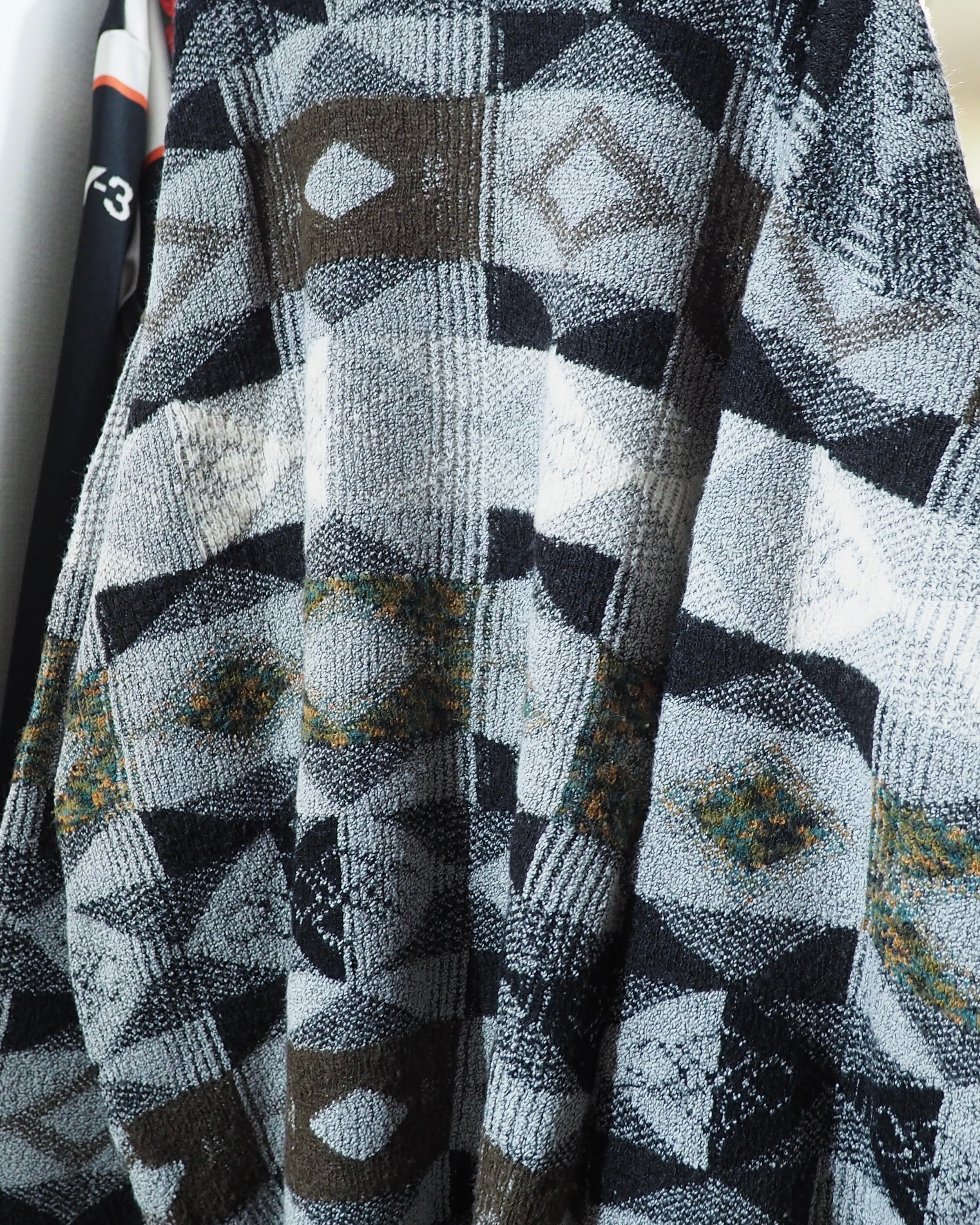 1990s Monotone × Geometric pattern Design vintage loose knit