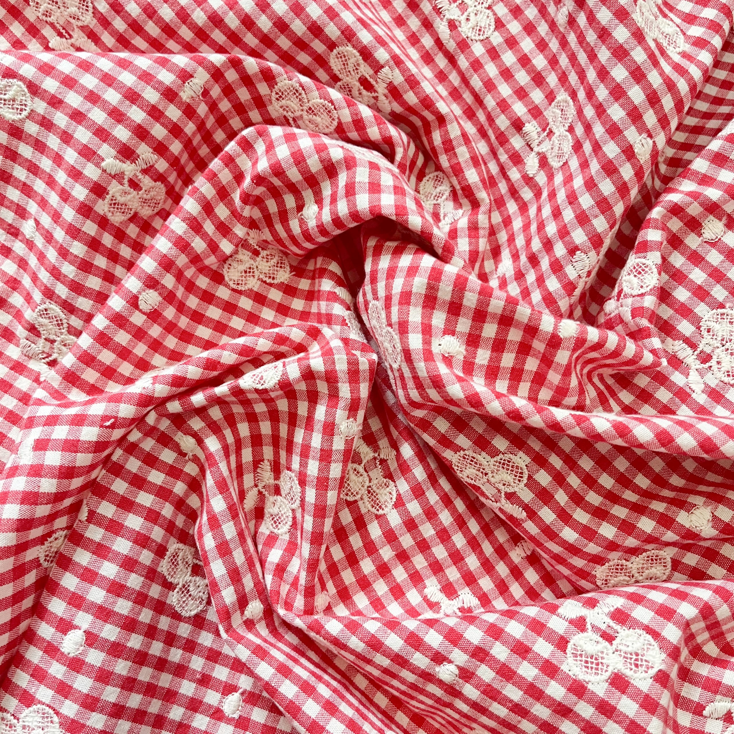 37【即納】さくらんぼ刺繍チェック30番手生地 | PAY ID