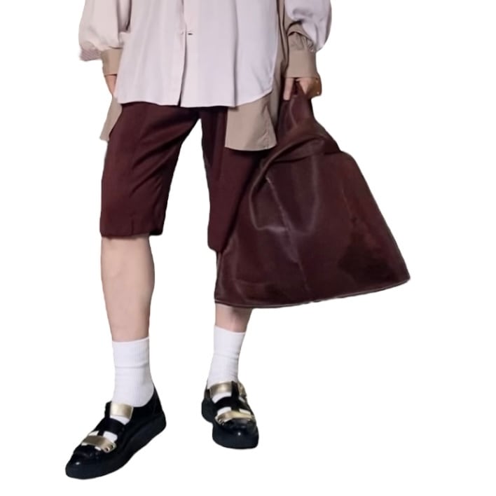 ZOZOTTE リメイク レザーショッピングバッグ/ダークブラウン