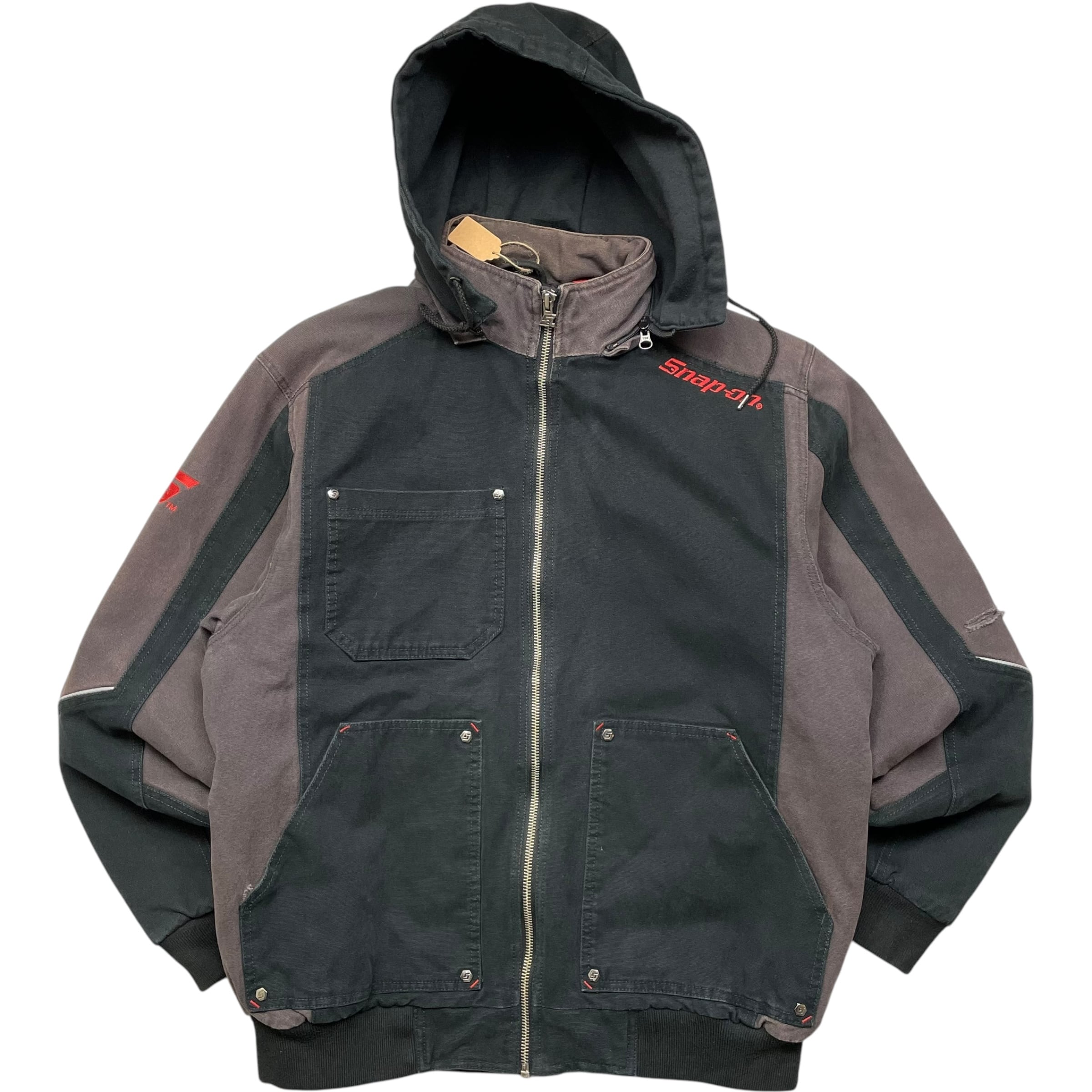 《L》Snap on ダックジャケット フード着脱可 裏キルティング ブラック no.5722