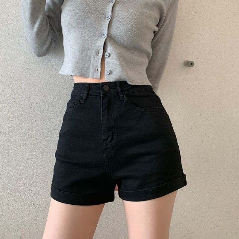 裾上げスリムジーンズレディース新作2020秋冬ハイウエストブラックショーツパンツタイトフィットスリムパンツシック YY-ファッション58396290536