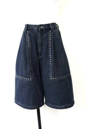Nora Lily/Studs Denim Half Pants- vintage Blue