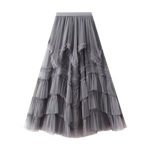 レイヤードフリルチュールスカート A3554