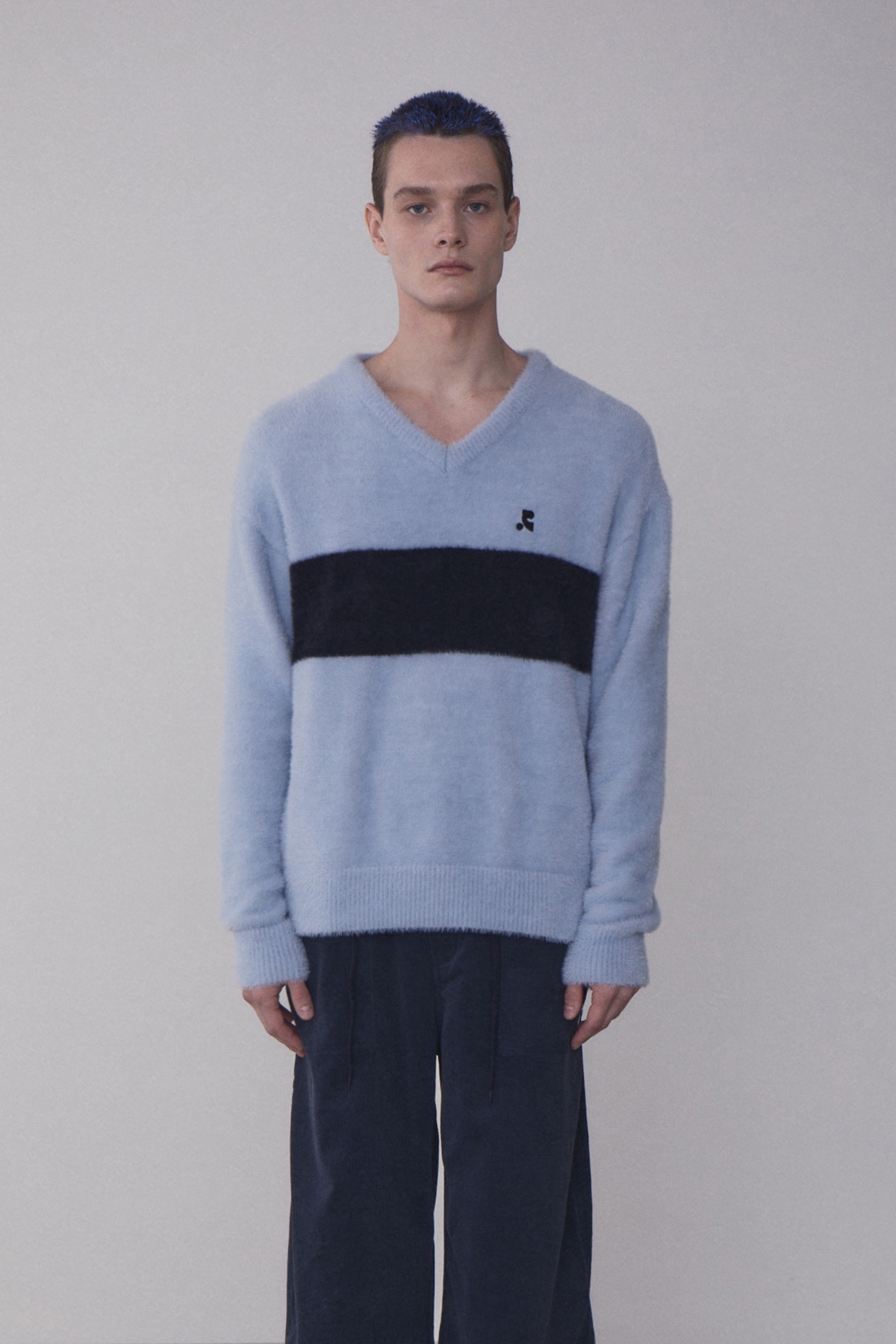 [rest & recreation] RR V-NECK HAIRY KNIT TOP - SKYBLUE 正規韓国ブランド 韓国 ...