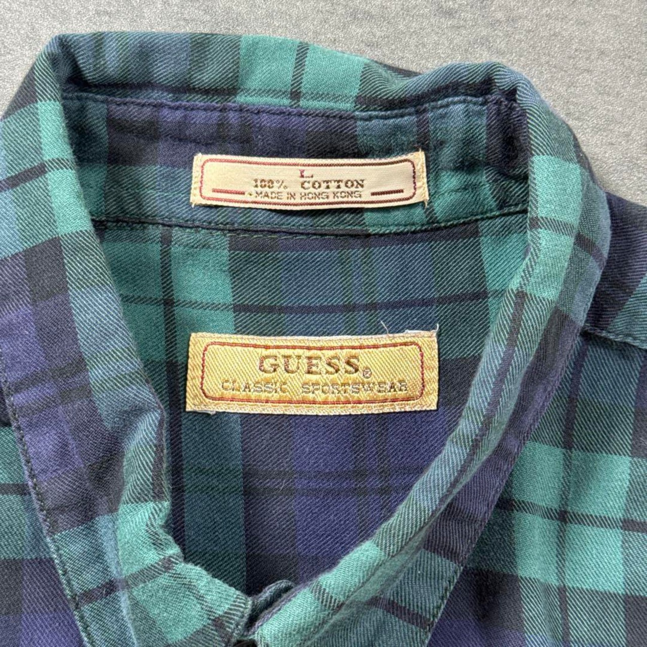 90s GUESS plaid L/S shirt L 古着 - 9