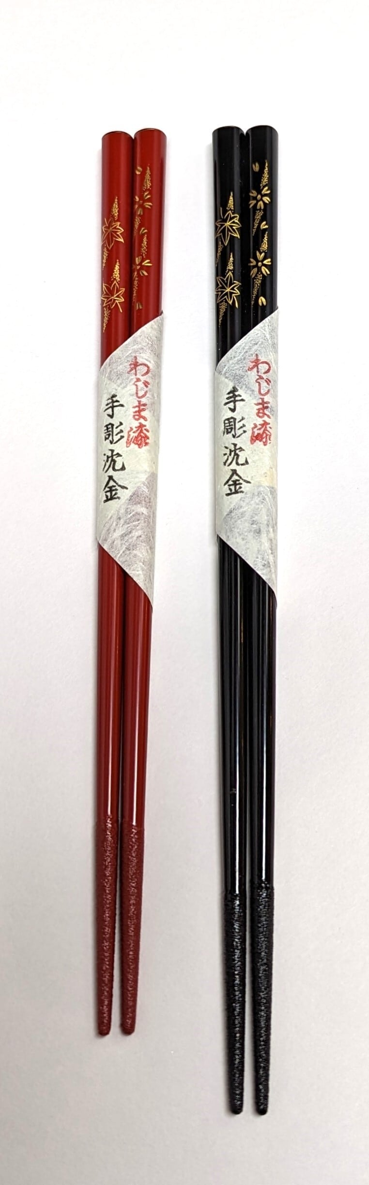 輪島漆箸 化粧箱二膳入 手彫両面沈金 春秋 | 創作漆器 金沢わこう