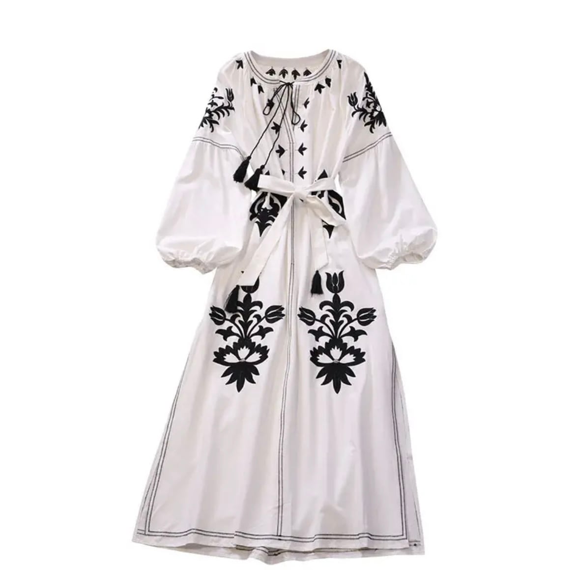 3color】刺繍デザインエスニックロングワンピース | jbgcompany