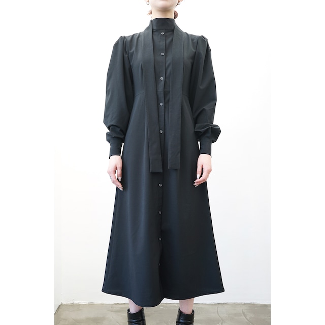 [yolifu] (ヨリフ) yo-22AW-05 Volume Sleeve Shirt Dress (black)